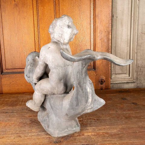 #55807 Antique Cherub & Fish Garden Statue image 5