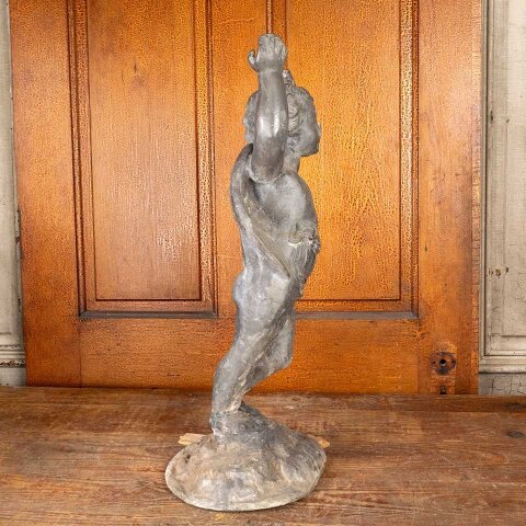 #55808 27" Antique Cast Metal Cherub Garden Statue image 8