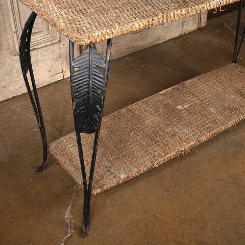 #55814 Metal & Wicker Console Table image 2