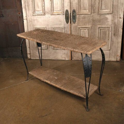 #55814 Metal & Wicker Console Table image 5