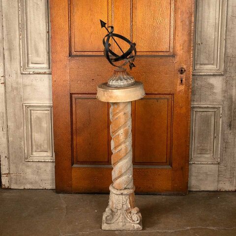 Armillary Garden Ornament & Stone Pedestal