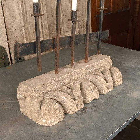 #55856 29x23 Repurposed Stone & Iron Candle Holder image 5