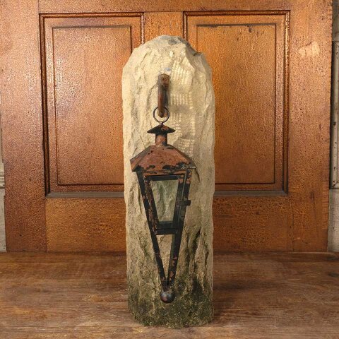 #55870 26" Cut Stone Garden Post w/ Cast Iron Hook image 4
