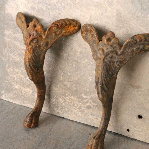 #55956 Antique Ornate Cast Iron Furniture Feet Set image 3