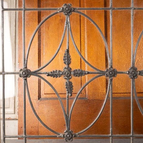 #55981 24x26 Antique Ornate Leaded Glass Window image 3