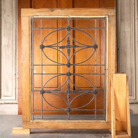 #55981 24x26 Antique Ornate Leaded Glass Window image 6
