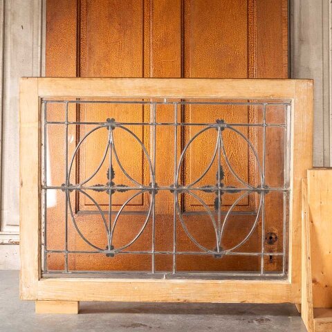 #55981 24x26 Antique Ornate Leaded Glass Window image 7