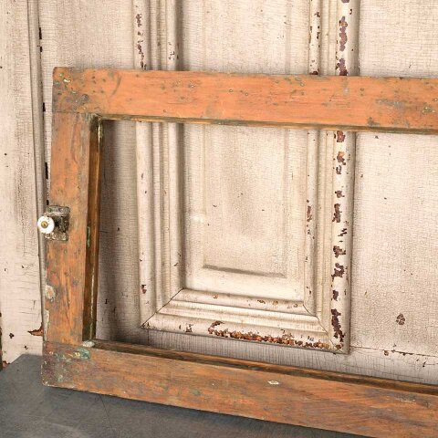 #56010 32x14 Antique Wood Transom Window Frame image 2