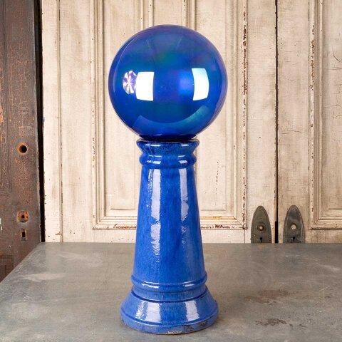11x31 Vintage Glass Gazing Ball w/ Pedestal