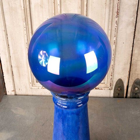 #56080 11x31 Vintage Glass Gazing Ball w/ Pedestal image 4