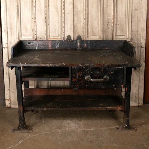 55x37 Antique Industrial Wood Workbench