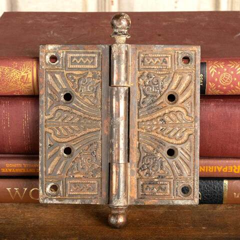 #6680 4 1/2" Antique Ornate Ball Finial Door Hinge image 2