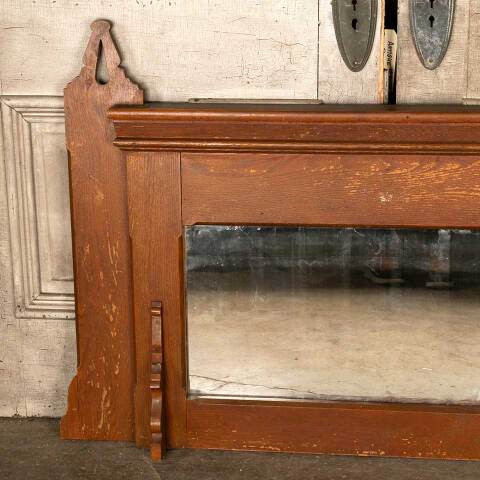 #7187 Antique Oak Over Mantel Fireplace Mirror image 5